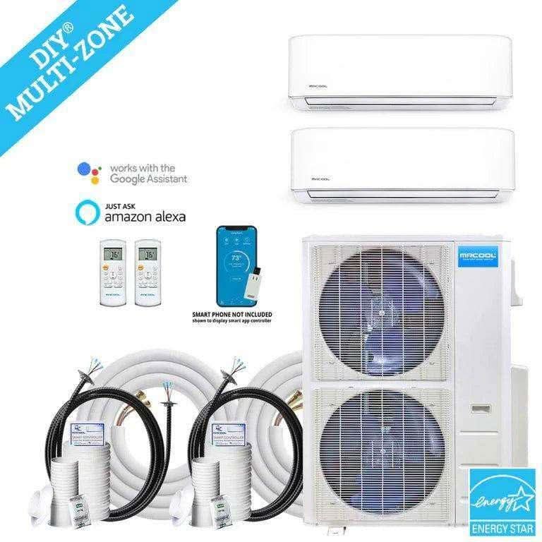 MRCOOL DIY Mini Split - 45,000 BTU 2 Zone Ductless Air Conditioner and Heat Pump with 16 ft. Install Kit, DIYM248HPW02C00