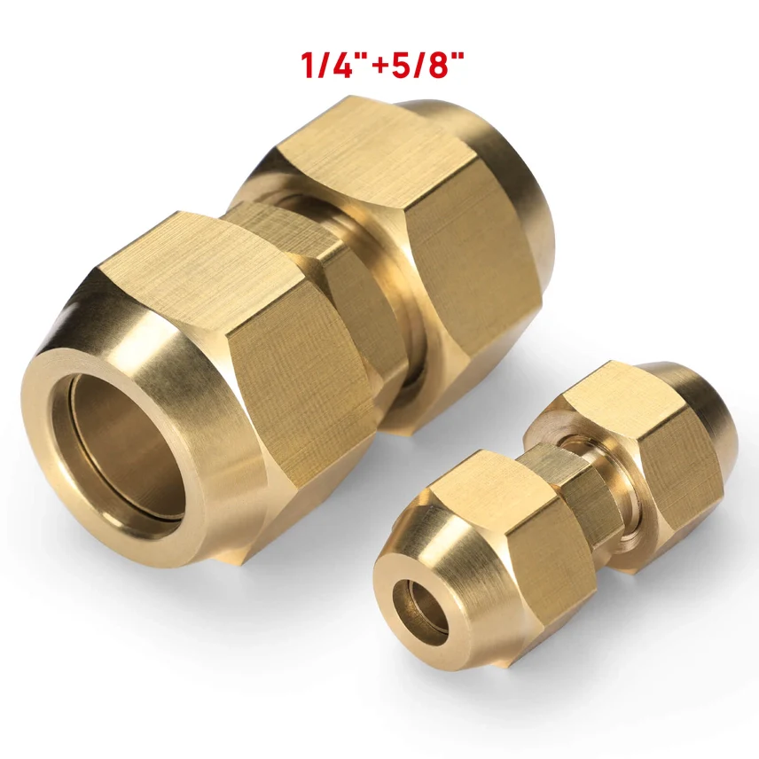 HVAC Flare Coupler Connectors for Traditional Refrigerant Line Sets | 1/4 x 3/8, 1/4 x 1/2, 1/4 x 5/8, 3/4 x 3/8 Brass Line Set Unions for Mini Split & Residential HVAC Systems - Image 4