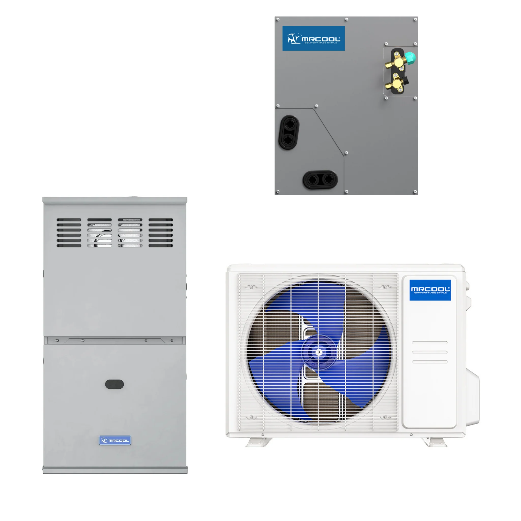 3 Ton Heat Pump & 60K BTU 80% AFUE Gas Furnace System – Dual Fuel – Multi-Position (Upflow/Downflow/Horizontal)
